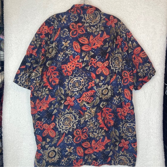 Hilo Hattie Vintage Floral Hawaiian Short Sleeve Button Shirt 2XL Turtle Fish - Picture 3 of 5